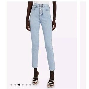Veronica Beard Maera High Rise Skinny Jeans Size 24 Exposed Button Fly Sky Wash